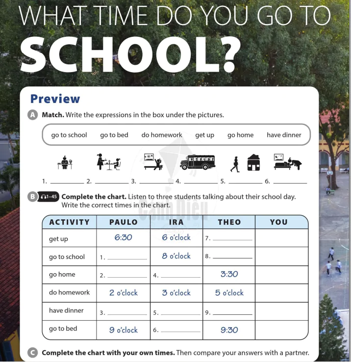 Unit 6: What time do you go to school?