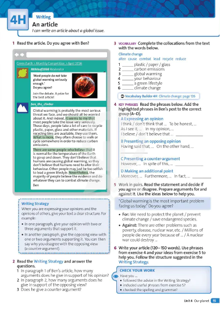 4H. Writing: An article