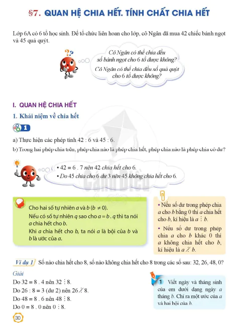 §7. QUAN HỆ CHIA HẾT. TÍNH CHẤT CHIA HẾT