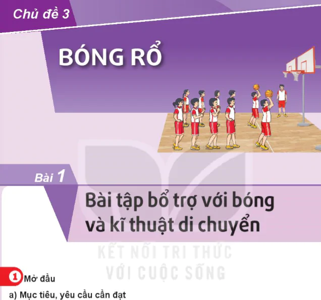 Bài 1: Bài tập bổ trợ với bóng và kĩ thuật di chuyển - Chủ đề 3: Bóng rổ 