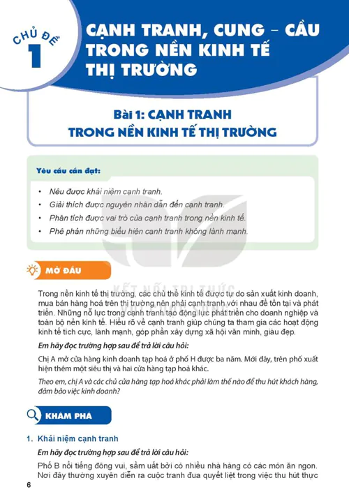 Bài 1: CẠNH TRANH TRONG NỀN KINH TẾ THỊ TRƯỜNG