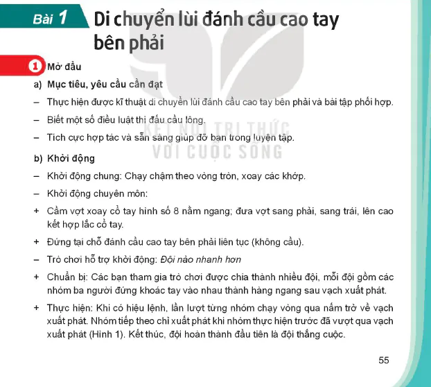 Bài 1: Di chuyển lùi đánh cầu cao tay bên phải