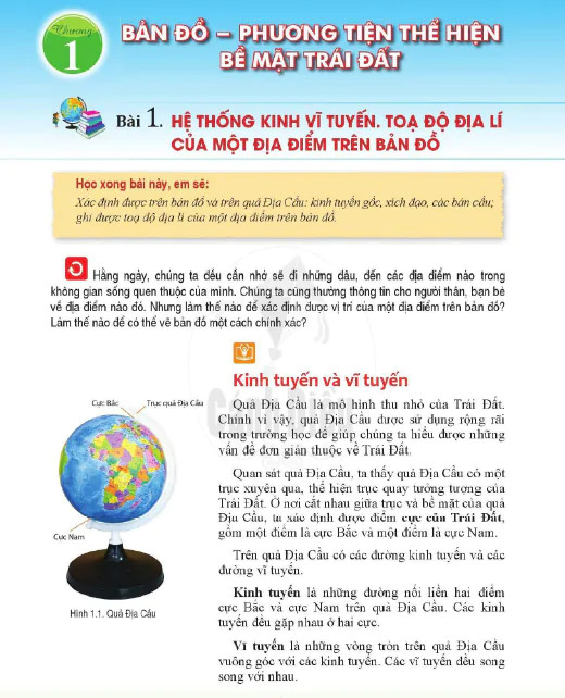 Bài 1. Hệ thống kinh vĩ tuyến. Tọa độ địa lí của một địa điểm trên bản đồ