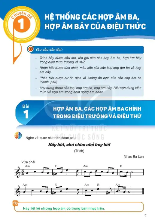 Bài 1: Hợp Âm Ba, Các Hợp Âm Ba Chính Trong Điệu Trưởng Và Điệu Thứ