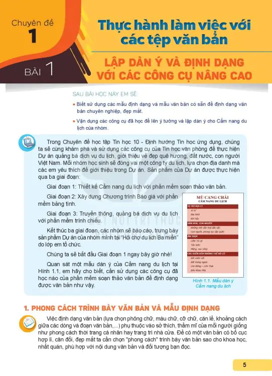 Bài 1: Lập Dàn Ý Và Định Dạng Với Các Công Cụ Năng Cao