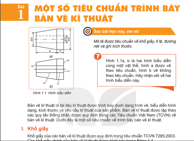 Bài 1: Một số tiêu chuẩn trình bày bản vẽ kĩ thuật