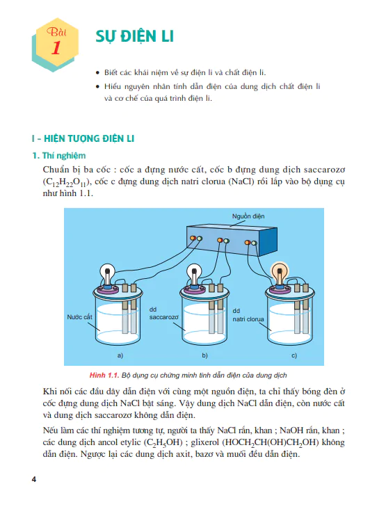 Bài 1: Sự điện li