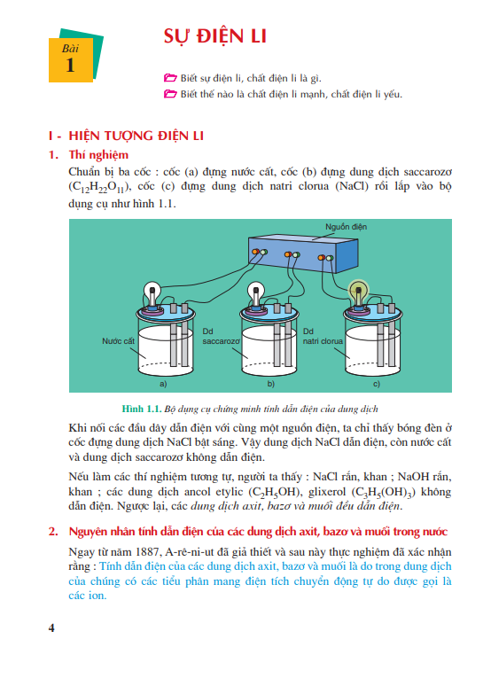 Bài 1: Sự điện li