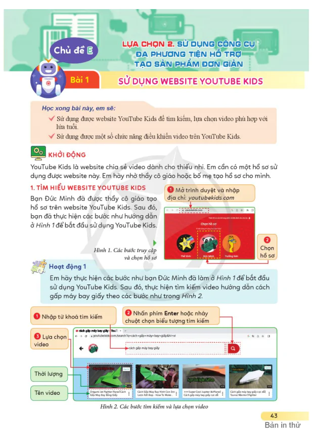 BÀI 1: SỬ DỤNG WEBSITE YOUTUBE KIDS