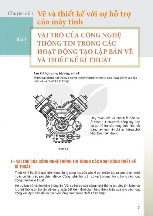Bài 1: Vai Trò Của Công Nghệ Thông Tin Trong Các Hoạt Động Tạo Lập Bản Vẽ Và Thiết Kế Kĩ Thuật
