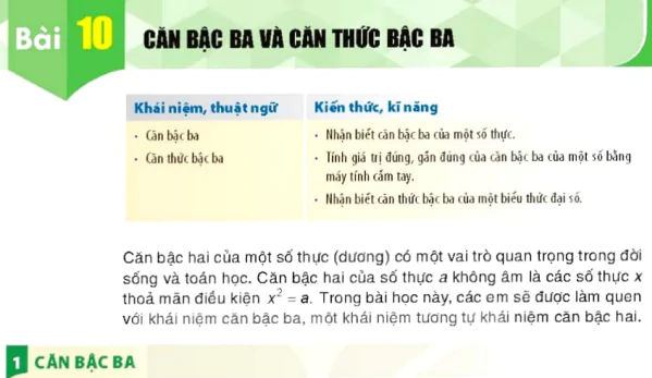 Bài 10: Căn bậc ba và căn thức bậc ba