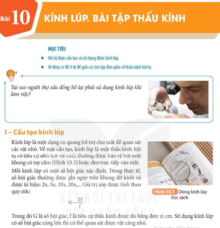 Bài 10: Kính lúp, bài tập thấu kính