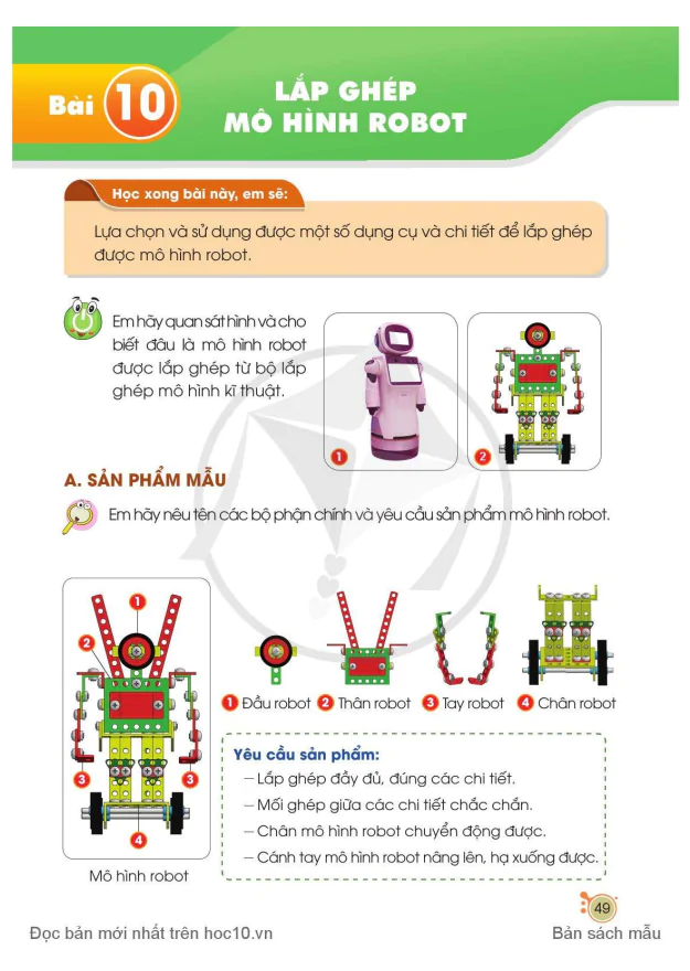 BÀI 10: LẮP GHÉP MÔ HÌNH ROBOT