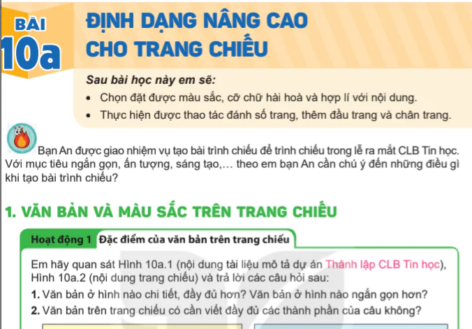 Bài 10a. Định dạng nâng cao cho trang chiếu