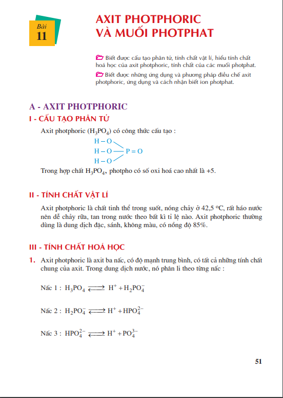 Bài 11: Axit photphoric và muối photphat