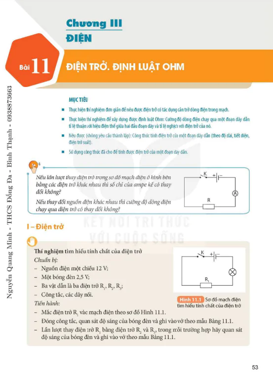 Bài 11. Điện trở. Định luật Ohm 