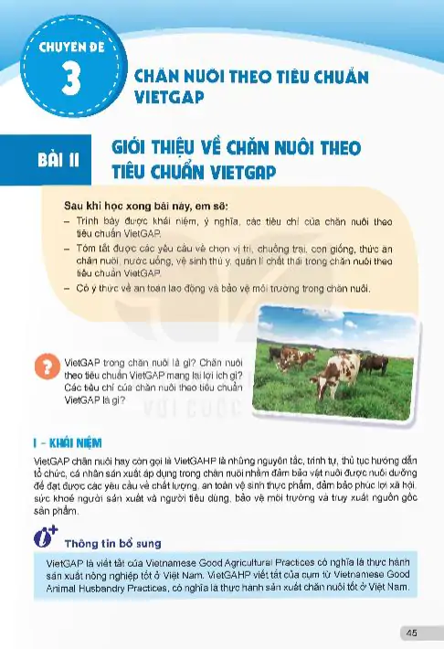 Bài 11: Giới Thiệu Về Chăn Nuôi Theo Tiêu Chuẩn VietGAP