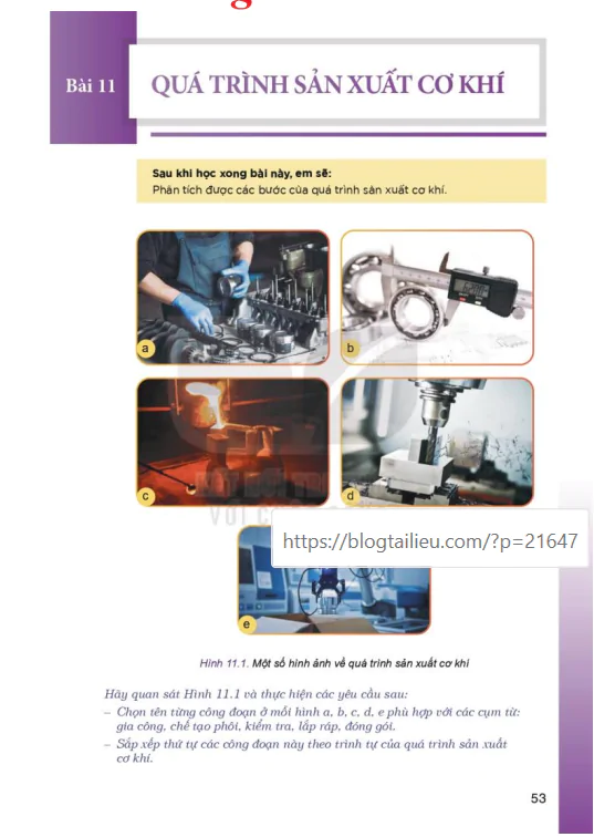 Bài 11: Quá trình sản xuất cơ khí