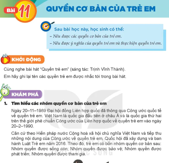 BÀI 11: QUYỀN CƠ BẢN CỦA TRẺ EM