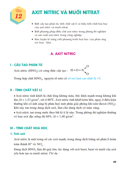 Bài 12: Axit nitric và muối nitrat