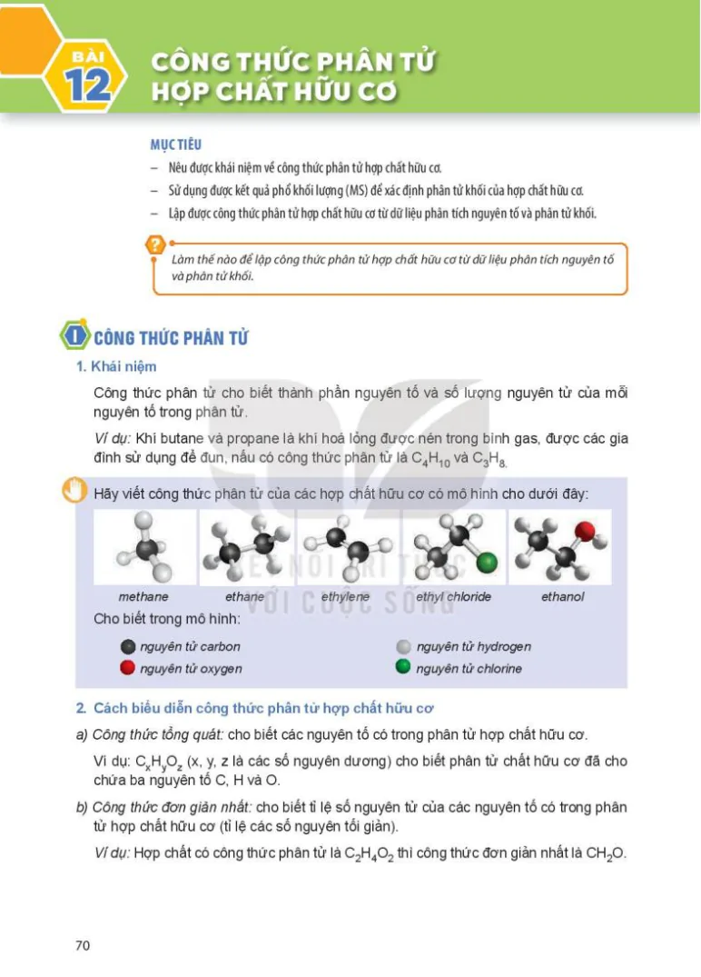 Bài 12: Công thức phân tử hợp chất hữu cơ