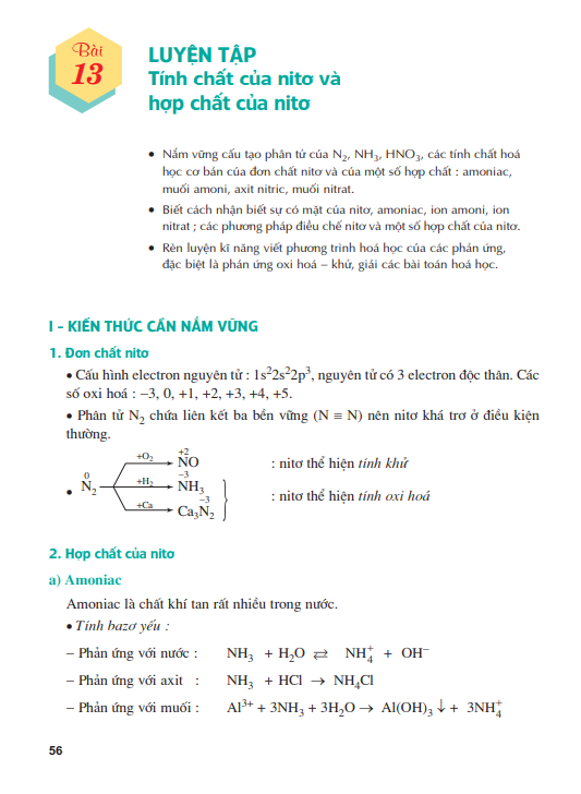 Bài 13: Luyện tập Tính chất của nitơ và hợp chất của nitơ