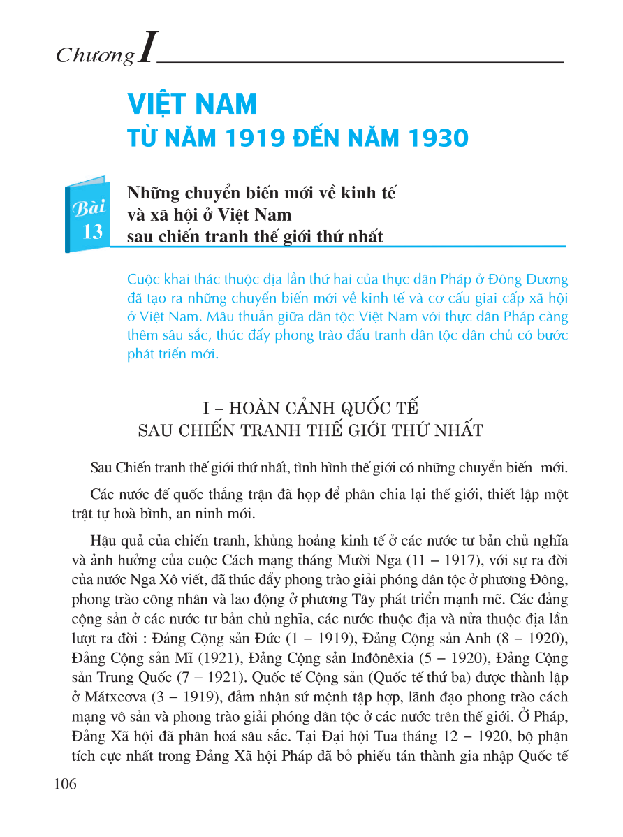 Bài 13: Những Chuyển Biến Mới Về Kinh Tế Và Xã Hội Ở Việt Nam Sau Chiến Tranh Thế Giới Thứ Nhất