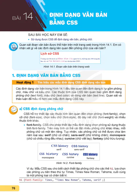 BÀI 14: ĐỊNH DẠNG VĂN BẢN BẰNG CSS

