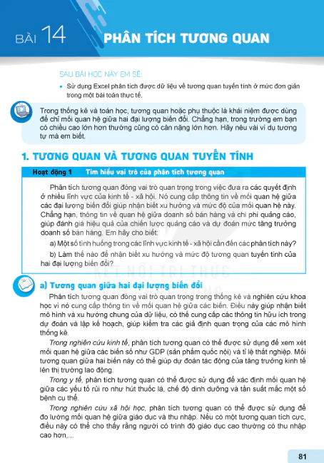 BÀI 14: PHÂN TÍCH TƯƠNG QUAN