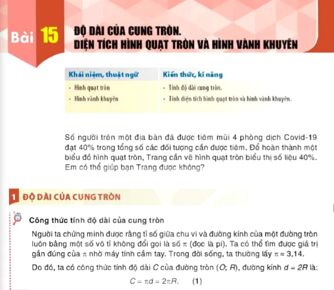 Bài 15: Độ dài của cung tròn. Diện tích hình quạt tròn và hình vành khuyên