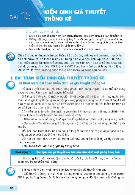 Bài 15: Kiểm Định Giả Thuyết Thống Kê