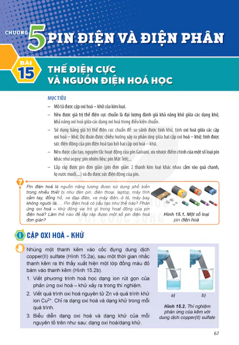 BÀI 15: THẾ ĐIỆN CỰC VÀ NGUỒN ĐIỆN HOÁ HỌC