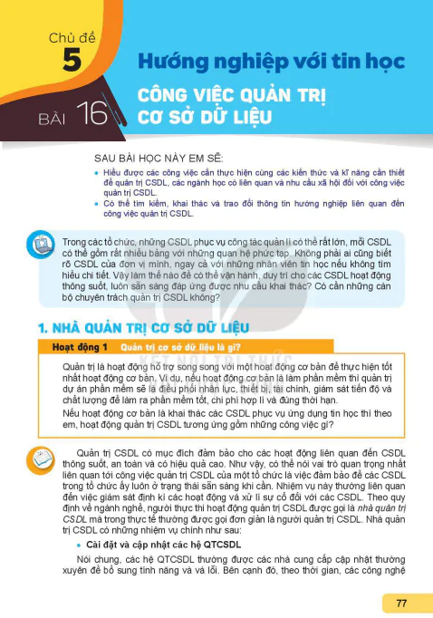 Bài 16: Công việc quản trị cơ sở dữ liệu