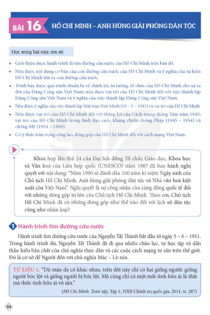 BÀI 16: HỒ CHÍ MINH - ANH HÙNG GIẢI PHÓNG DÂN TỘC