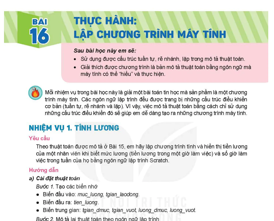 Bài 16. Thực hành: Lập chương trình máy tính