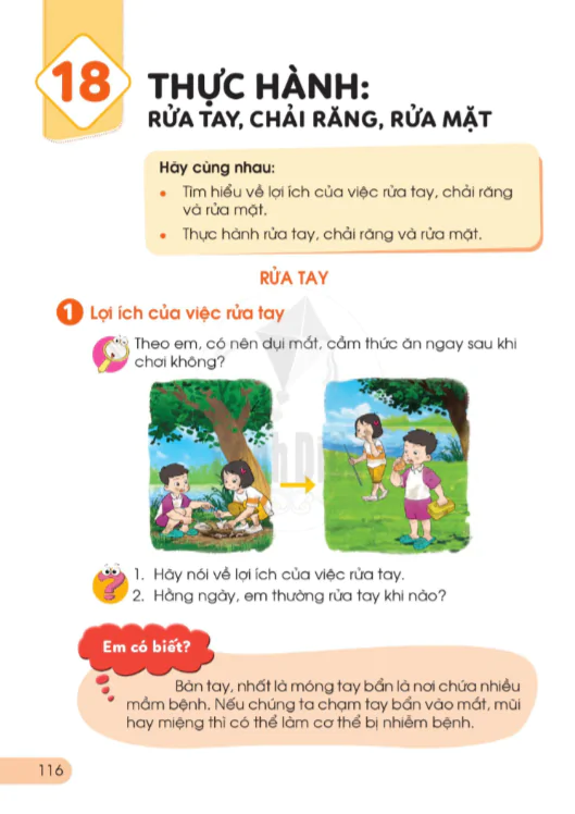 BÀI 18: THỰC HÀNH: RỬA TAY, CHẢI RĂNG, RỬA MẶT