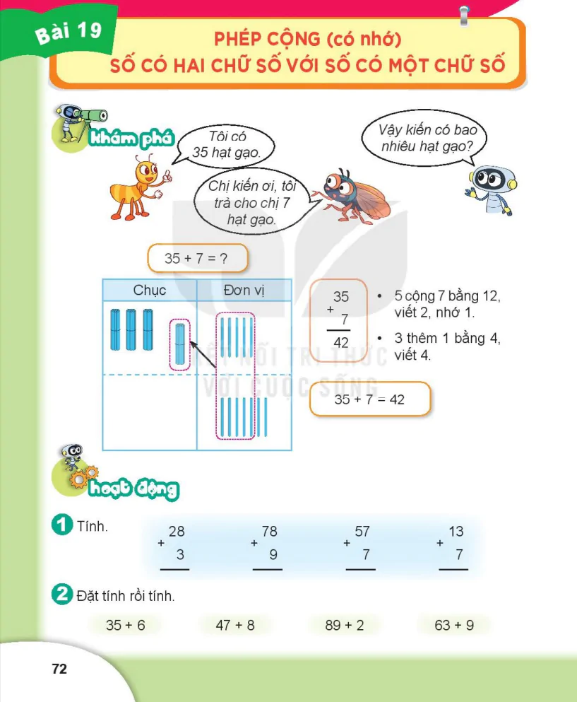 Bài 19: Phép Cộng (có nhớ) Số Có Hai Chữ Số Với Số Có Một Chữ Số