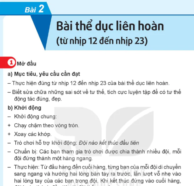 Bài 2: Bài thể dục liên hoàn (từ nhịp 12 đến nhịp 23) - Chủ đề 4: Bài tập thể dục