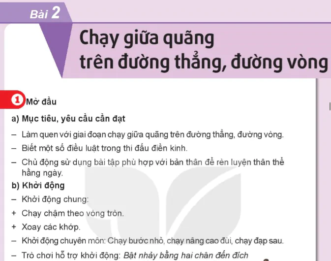 Bài 2: Chạy giữa quãng trên đường thẳng, đường vòng - Chủ đề 3: Chạy cự li trung bình 