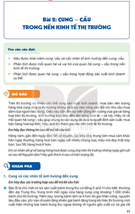 Bài 2: CUNG – CẦU -TRONG NỀN KINH TẾ THỊ TRƯỜNG