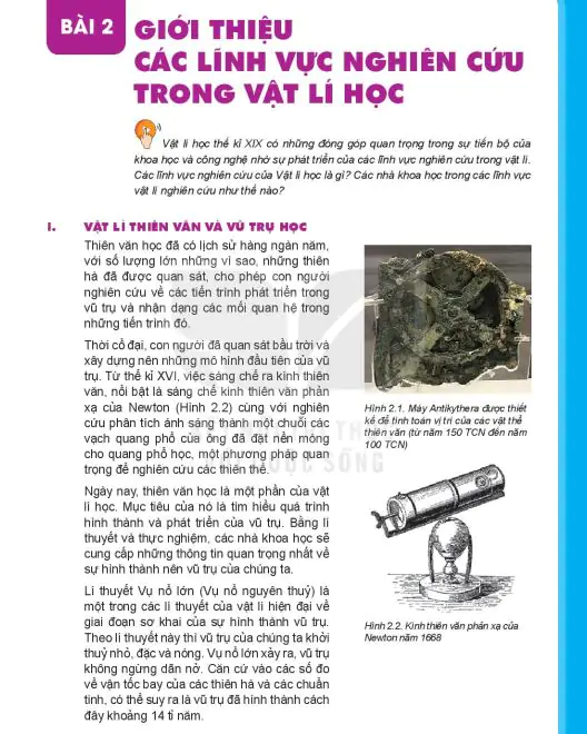 Bài 2: Giới Thiệu Các Lĩnh Vực Nghiên Cứu Trong Vật Lí Học