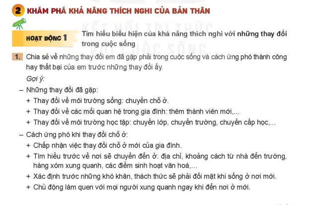 Bài 2: KHÁM PHÁ KHẢ NĂNG THÍCH NGHI CỦA BẢN THÂN