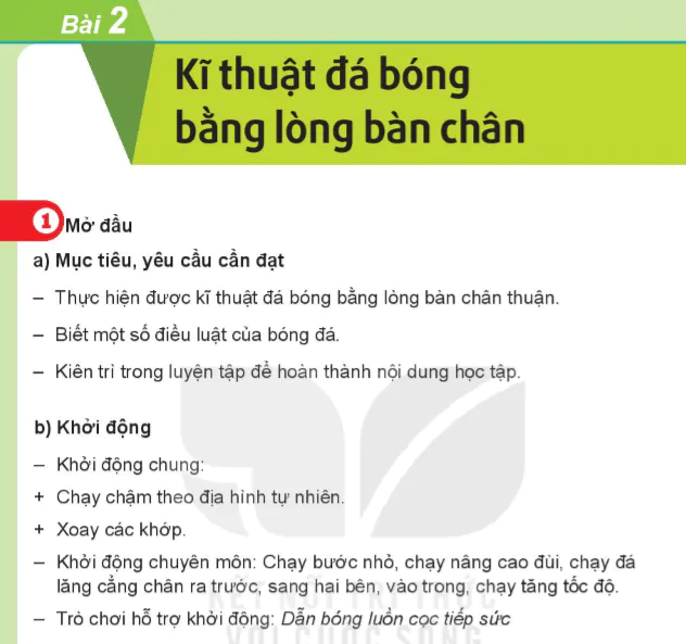 Bài 2: Kĩ thuật đá bóng bằng lòng bàn chân - Chủ đề 2: Bóng đá