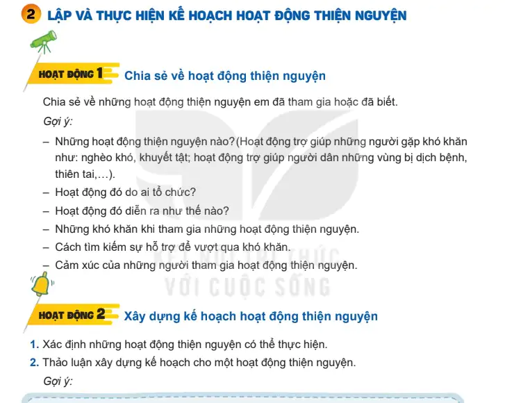 Bài 2: Lập và thực hiện kế hoạch thiện nguyện