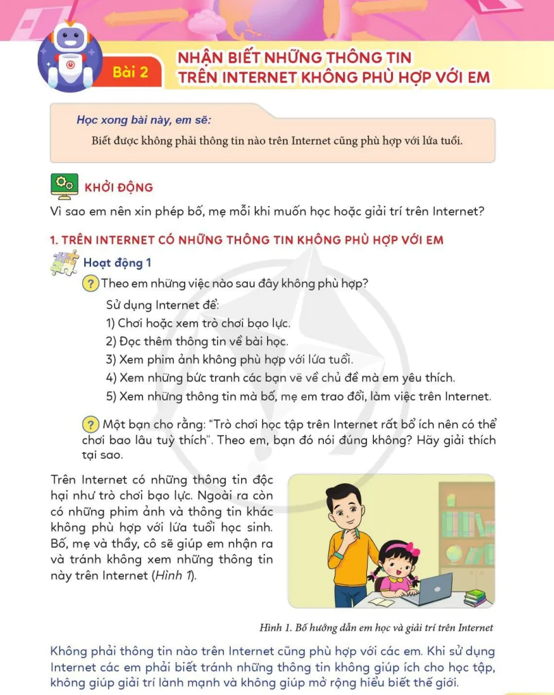 Bài 2: Nhận Biết Những Thông Tin Trên Internet Không Phù Hợp Với Em