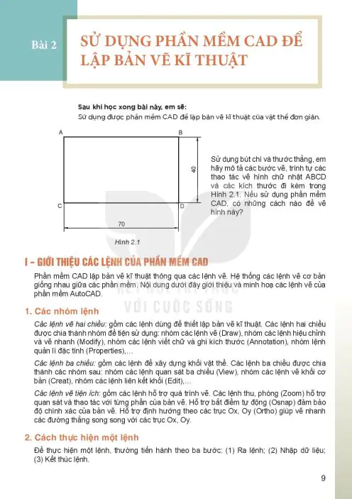 Bài 2: Sử Dụng Phần Mềm CAD Để Lập Bản Vẽ Kĩ Thuật