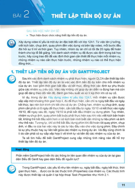 Bài 2: Thiết lập tiến độ dự án