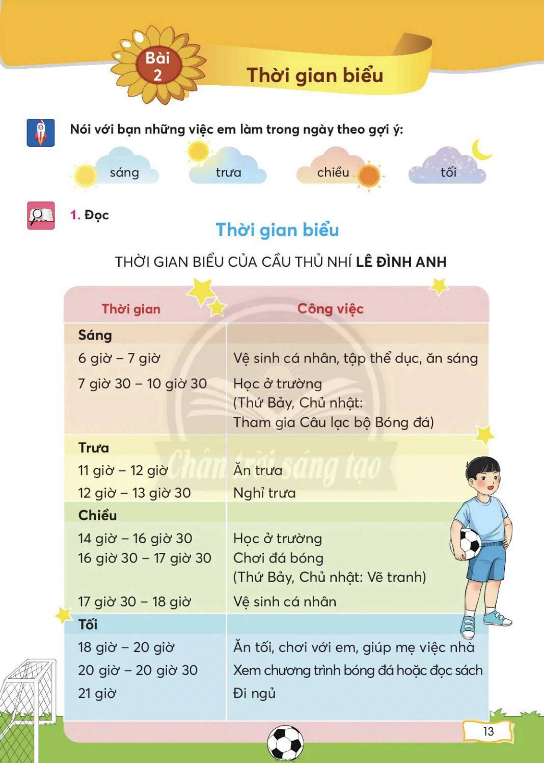 Bài 2: Thời gian biểu