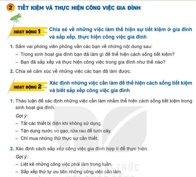 Bài 2: Tiết kiệm và thực hiện công việc gia đình