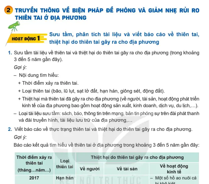 Bài 2: Truyền thống về biện pháp đề phòng và giảm nhẹ rủi ro thiên tai ở địa phương